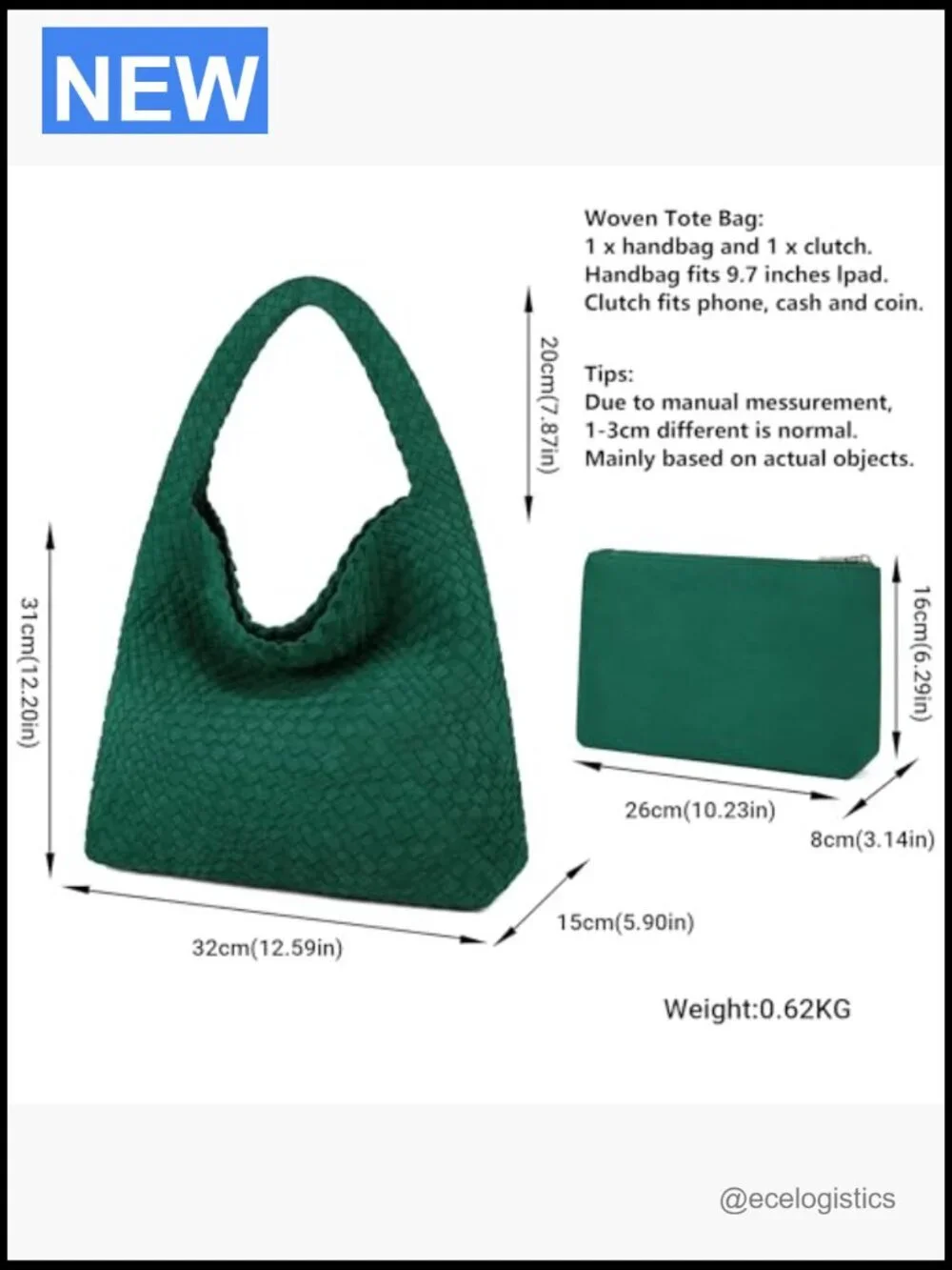 Faux Suede Woven Hobo Bag with Clutch, Medium Size, Soft Vegan Leather